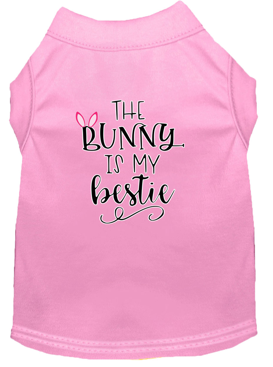 Bunny is my Bestie Screen Print Dog Shirt Light Pink Lg